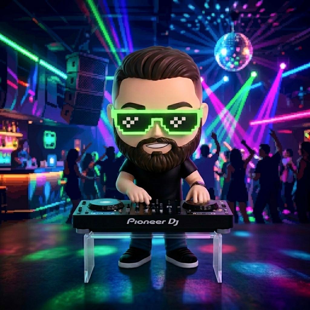 ADRIJEY — ilustración 3D como DJ en club nocturno